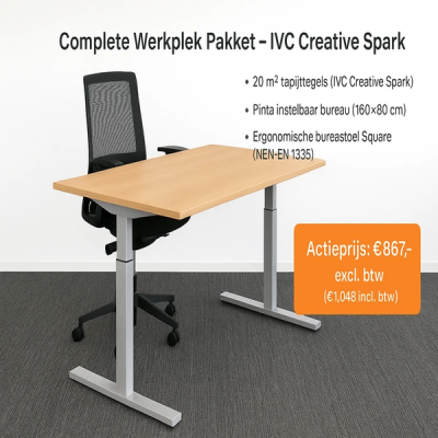 Complete Werkplek Pakket – Tapijttegels, Bureau & Bureaustoel