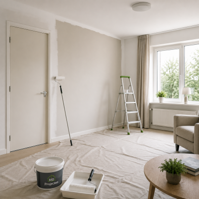 Schilderwerk en wandafwerking voor een seniorenwoning in Hellevoetsluis door MD Projecten