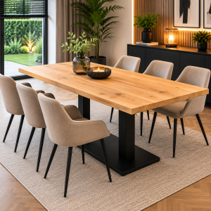 Eettafel Nils melamine eiken 140 x 80 cm kantoormeubel van MD Projecten