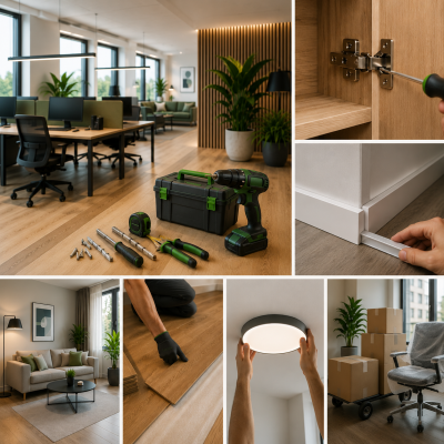 Professionele service en onderhoud voor kantoren en woningen met reparaties, montage, verhuizingen en aanpassingen door MD Projecten.