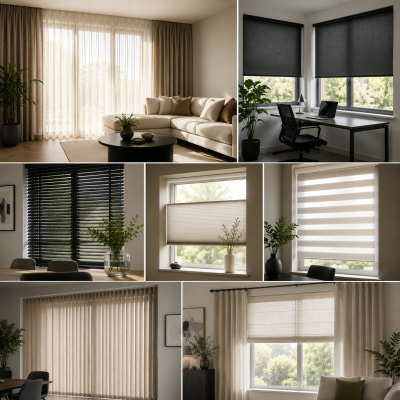 Complete raamdecoratie oplossingen met gordijnen, jaloezieën, rolgordijnen en maatwerk raamdecoratie voor woning- en kantoorinrichting.