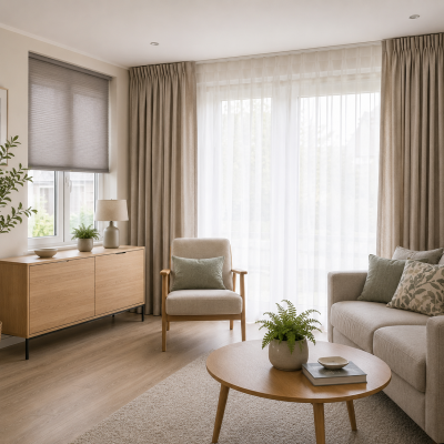 Raamdecoratie en gordijnen voor een seniorenwoning in Hellevoetsluis door MD Projecten