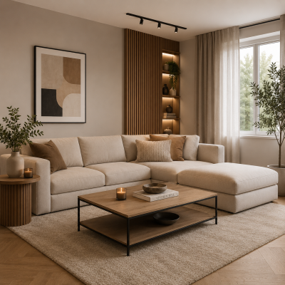 Complete woninginrichting door MD Projecten met moderne meubels, vloerafwerking, verlichting en interieuradvies.