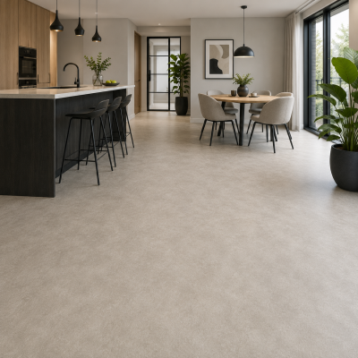 Moderne vinylvloer op rol in keuken en eetkamer voor woningen, kantoren en projectinrichting | MD Projecten
