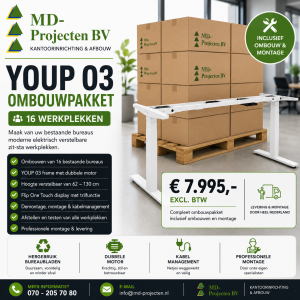 YOUP 03 Ombouwpakket – 16 Werkplekken(Inclusief montage) kantoormeubel van MD Projecten