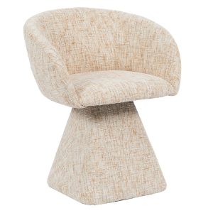 Eetkamerstoel Lenn beige in chenille met gestoffeerde poten