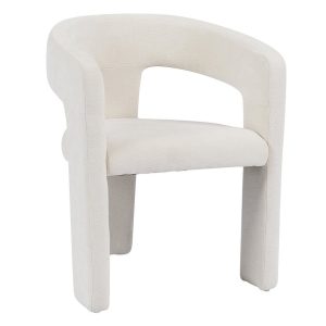 Eetkamerstoel Bibi in off-white chenille met armleuningen
