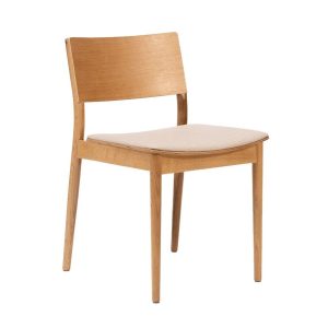 Eetkamerstoel Elio in naturel eiken met off-white linnenlook zitting