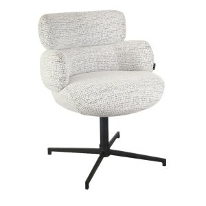 Eetkamerstoel Coco draaibaar met off-white bekleding en zwart frame
