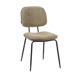 Eetkamerstoel Javi in taupe velvet met donkerbruin metalen frame