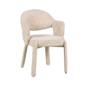 Eetkamerstoel Leo in taupe met luipaardprint