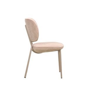 Eetkamerstoel Rosa velvet in beige met taupekleurig frame