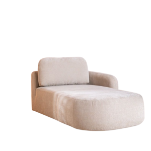 Chaise longue Vienna in beige chenille, rechter uitvoering