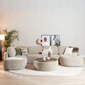 Taupe U-bank Vienna in een lichte woonkamer