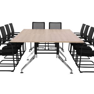 SIGN vergadertafel 320x160 cm Scandinavisch eiken zwart chroom - Afbeelding 7