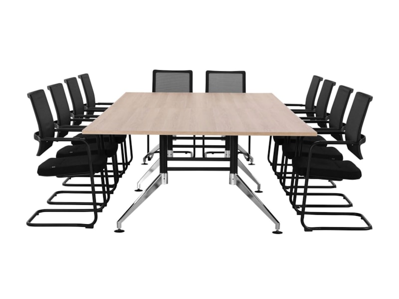 SIGN vergadertafel 320x160 cm Scandinavisch eiken zwart chroom - Afbeelding 7