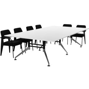 SIGN vergadertafel 320x160 cm wit zwart chroom; stoelen niet inbegrepen