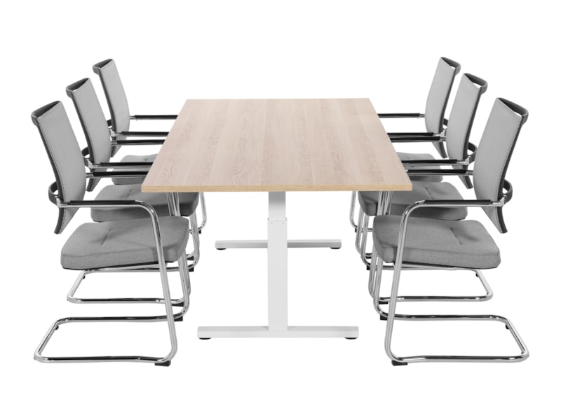 TUBE vergadertafel 200x80 cm Scandinavisch eiken met wit frame, exclusief stoelen