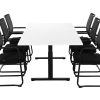 TUBE vergadertafel 200x80 cm met wit blad en zwart frame, exclusief stoelen