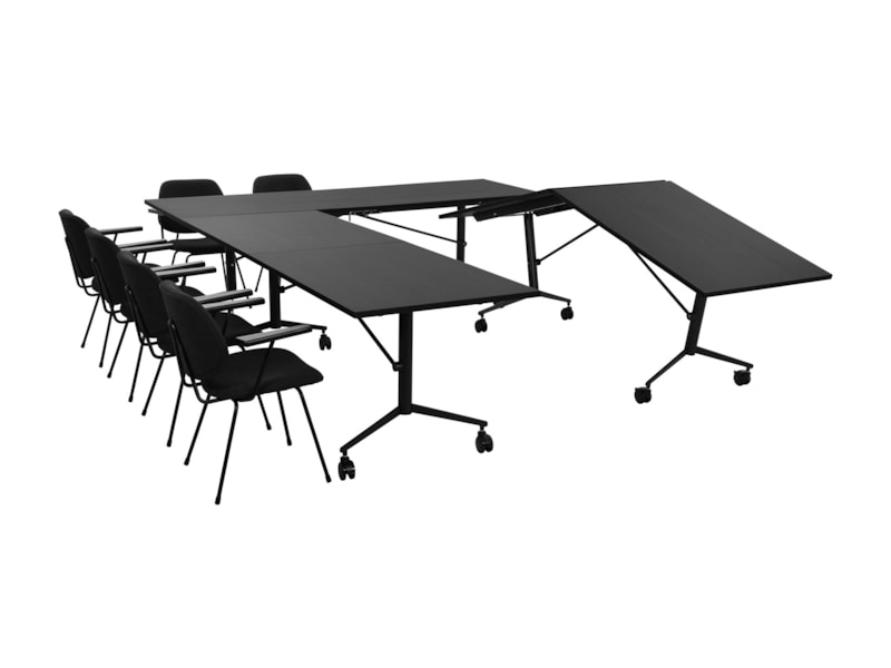 FOLD verrijdbare klaptafel 240x80 cm volledig zwart - Afbeelding 2