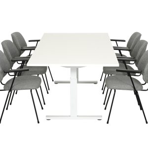 TUBE vergadertafel 200x80 cm volledig wit, exclusief stoelen