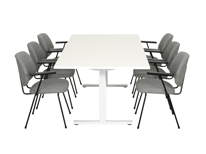 TUBE vergadertafel 200x80 cm volledig wit, exclusief stoelen