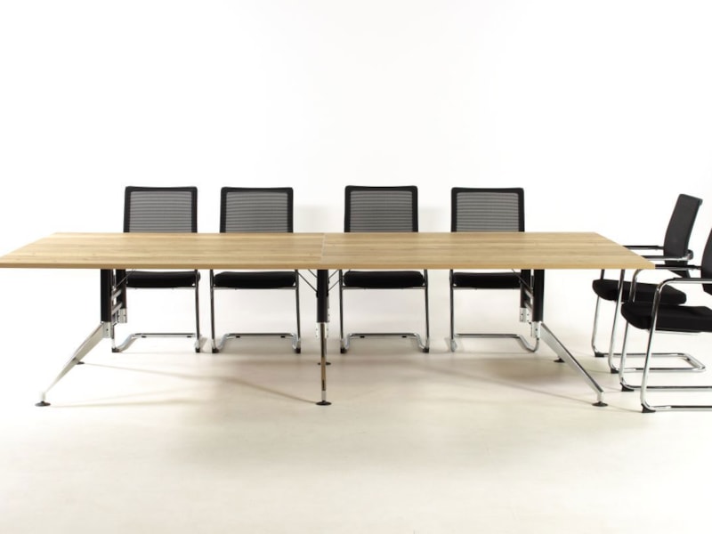 SIGN vergadertafel 480x160 cm Scandinavisch eiken zwart chroom; stoelen niet inbegrepen