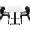 TUBE spreektafel 180×80 cm met wit blad en zwart onderstel; exclusief stoelen