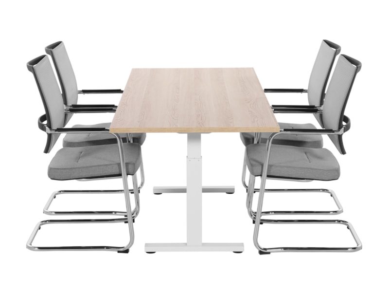 TUBE spreektafel 180×80 cm Scandinavisch eiken met wit onderstel; exclusief stoelen