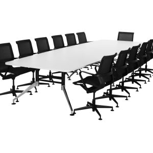 SIGN bootvormige vergadertafel 440x140 cm wit zwart chroom - Afbeelding 5