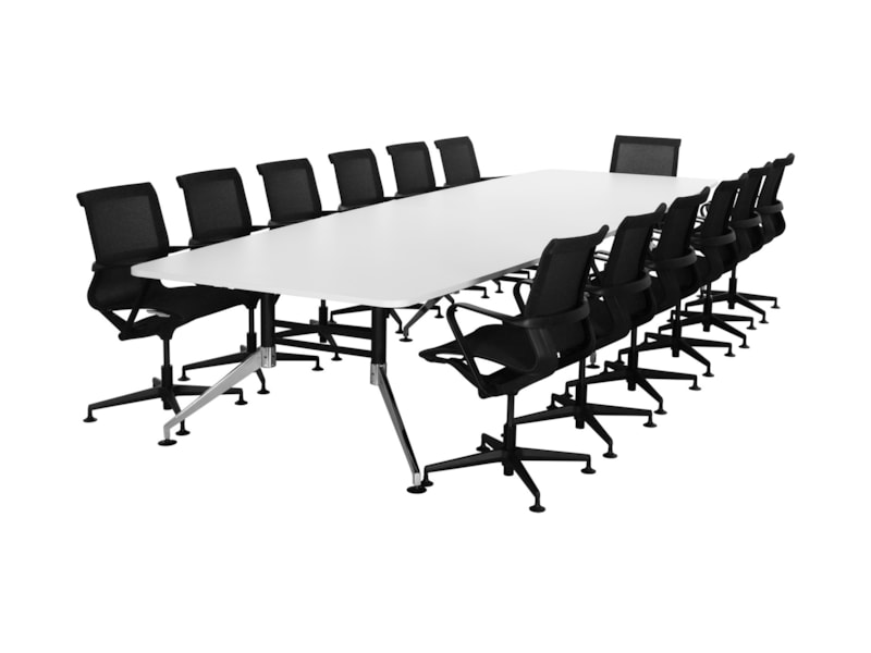 SIGN bootvormige vergadertafel 440x140 cm wit zwart chroom - Afbeelding 5