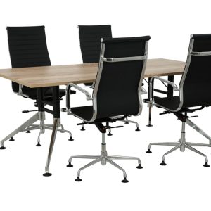 SIGN vergadertafel 200x100 cm eiken zwart chroom - Afbeelding 2