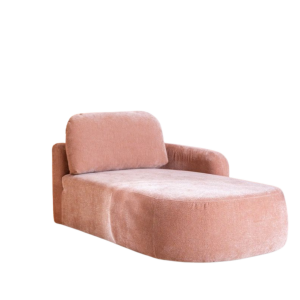 Chaise longue Vienna in roze chenille, rechteruitvoering