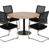 Raider ronde vergadertafel diameter 120 cm eiken met zwarte voet, stoelen niet inbegrepen