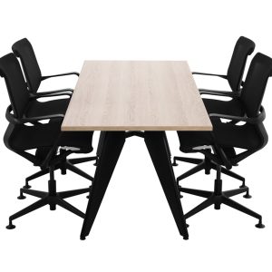 Cheak vergadertafel 200x80 cm Scandinavisch eiken met zwart frame, exclusief stoelen