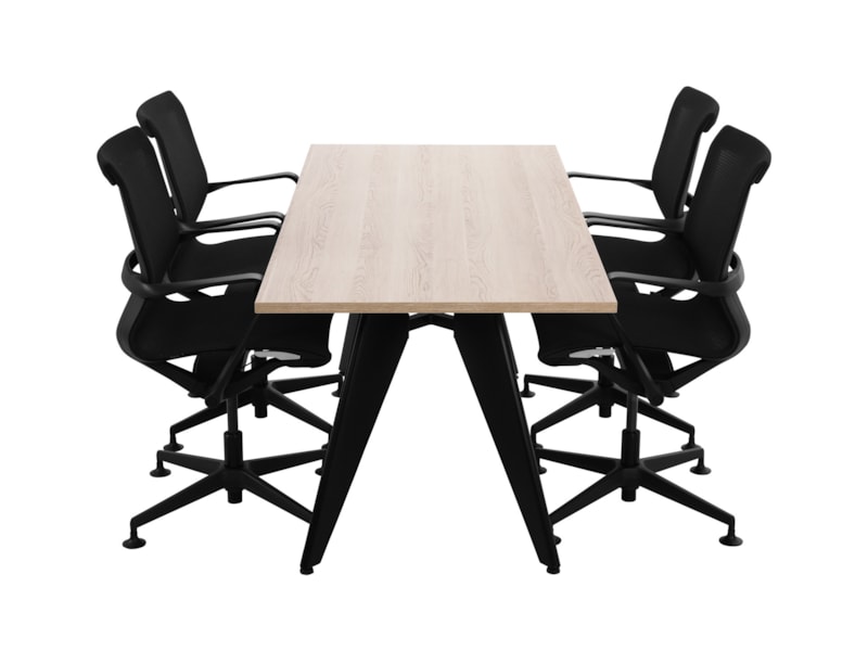 Cheak vergadertafel 200x80 cm Scandinavisch eiken met zwart frame, exclusief stoelen