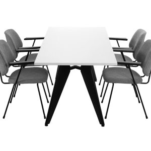 Cheak vergadertafel 200x80 cm wit met zwart frame, exclusief stoelen