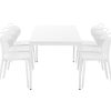 Volledig witte PRIME kantinetafel 160 bij 80 cm, stoelen ter illustratie