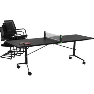 FOLD verrijdbare klaptafel 260x100 cm volledig zwart - Afbeelding 11