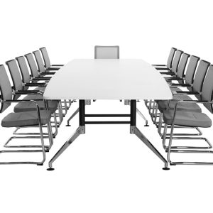 SIGN bootvormige vergadertafel 440x140 cm wit zwart chroom - Afbeelding 6