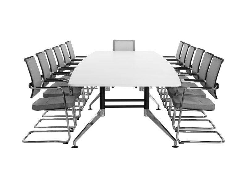 SIGN bootvormige vergadertafel 440x140 cm wit zwart chroom - Afbeelding 6