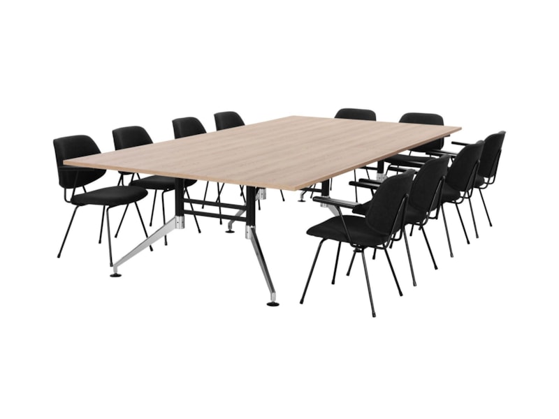 SIGN vergadertafel 320x160 cm Scandinavisch eiken zwart chroom - Afbeelding 12
