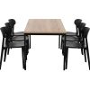 PRIME kantinetafel 200 bij 100 cm eiken met zwart frame, stoelen ter illustratie