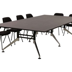 SIGN vergadertafel 320x160 cm zwart met chroom voeten; stoelen niet inbegrepen