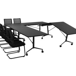 FOLD verrijdbare klaptafel 260x100 cm volledig zwart - Afbeelding 2