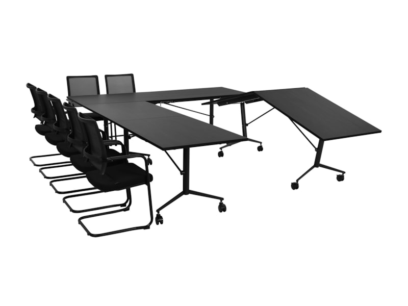 FOLD verrijdbare klaptafel 260x100 cm volledig zwart - Afbeelding 2