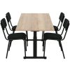 TUBE spreektafel 180 bij 80 cm eiken met zwart frame, stoelen niet inbegrepen
