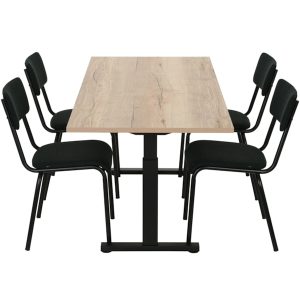 TUBE spreektafel 180 bij 80 cm eiken met zwart frame, stoelen niet inbegrepen