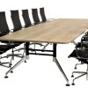 SIGN bootvormige vergadertafel 440x140 cm eiken zwart chroom; stoelen niet inbegrepen