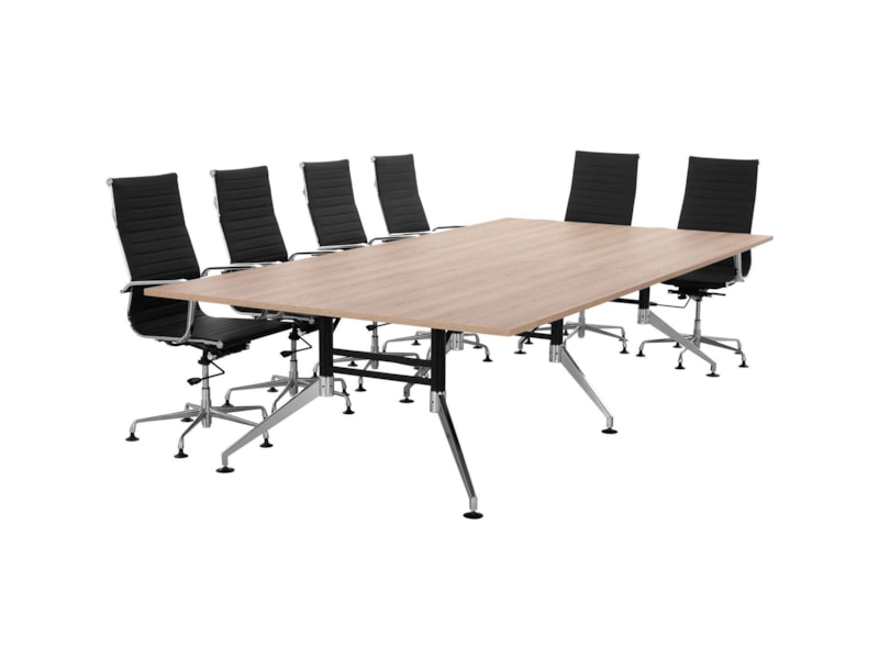 SIGN vergadertafel 320x160 cm Scandinavisch eiken zwart chroom - Afbeelding 3